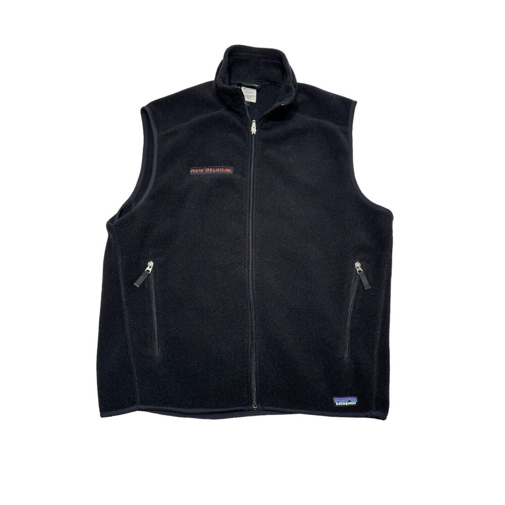Patagonia Synchilla Black Fleece Jacket‎ Vest-Size Men's L with New Belgium Logo